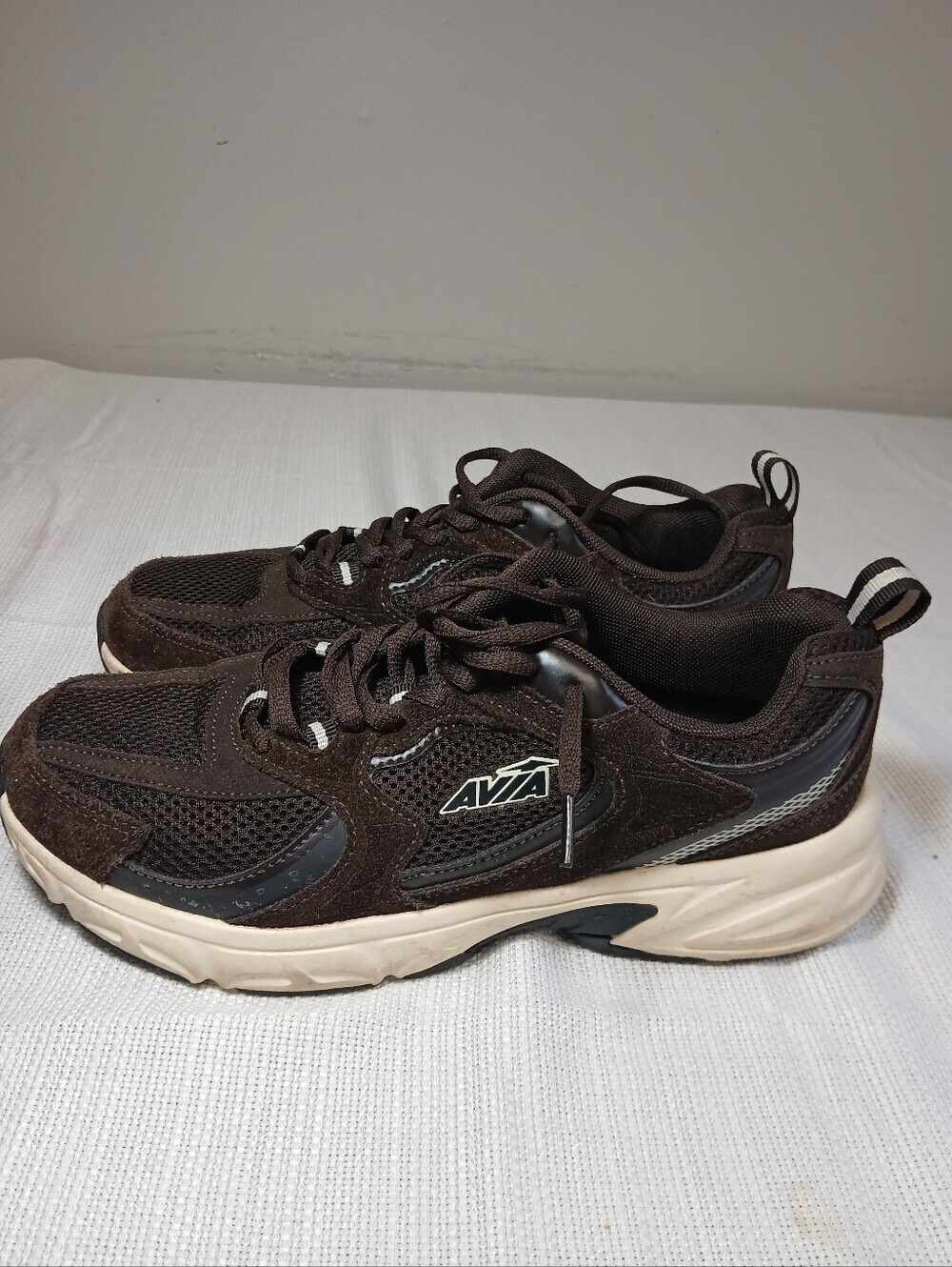 Avia Men's Dark Brown Mesh & Suede Athletic Sneakers